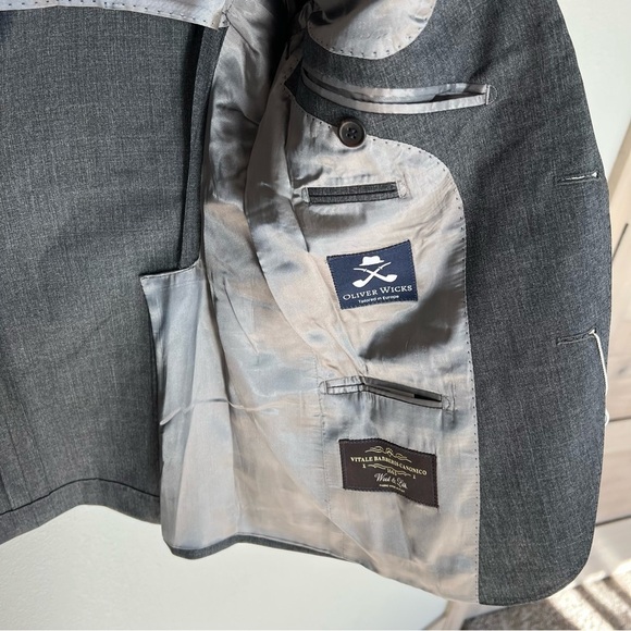 New Oliver Wicks Charcoal Wool and Silk Suit Jacket Blazer Men’s Business - Picture 9 of 12